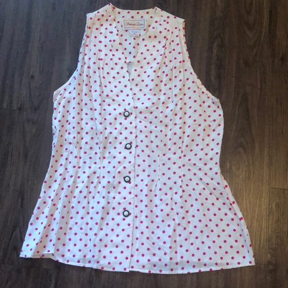 90’s Vintage Pembrooke Lane Pink Polka Dot Blouse - Picture 10 of 11